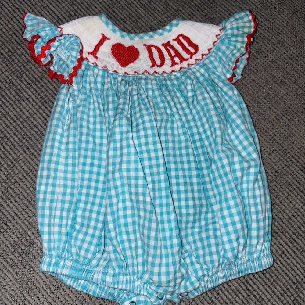 Blue Gingham Smocked Outfit
